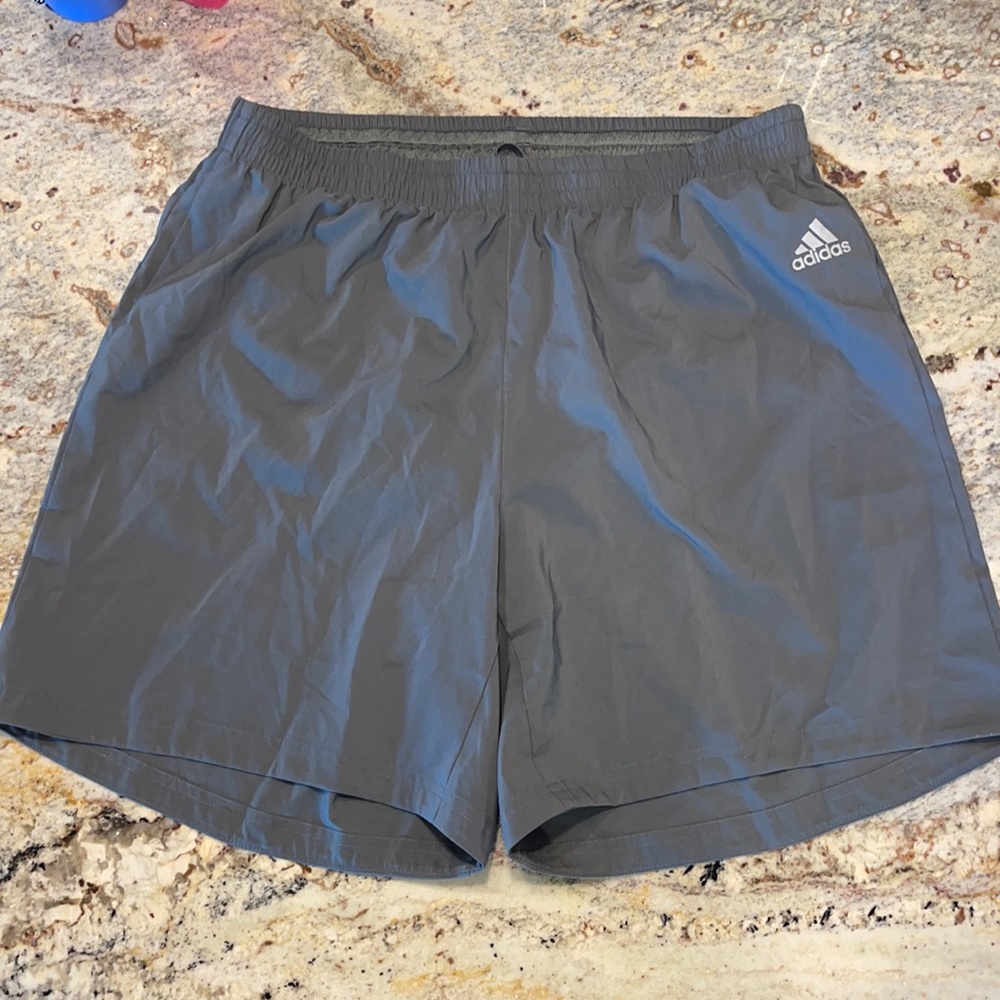 Gray Adidas 7” running shorts